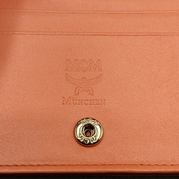 MCM Hot Pink Orange Leather Dual Color Snap Bifold Compact Wallet - Picture 10 of 12